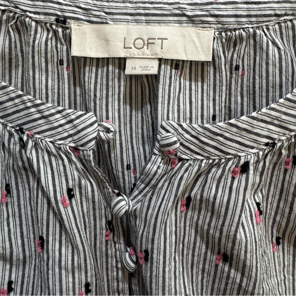 LOFT Women's Pinstripe Blouse - Black, White, and Red - Picture 2 of 6